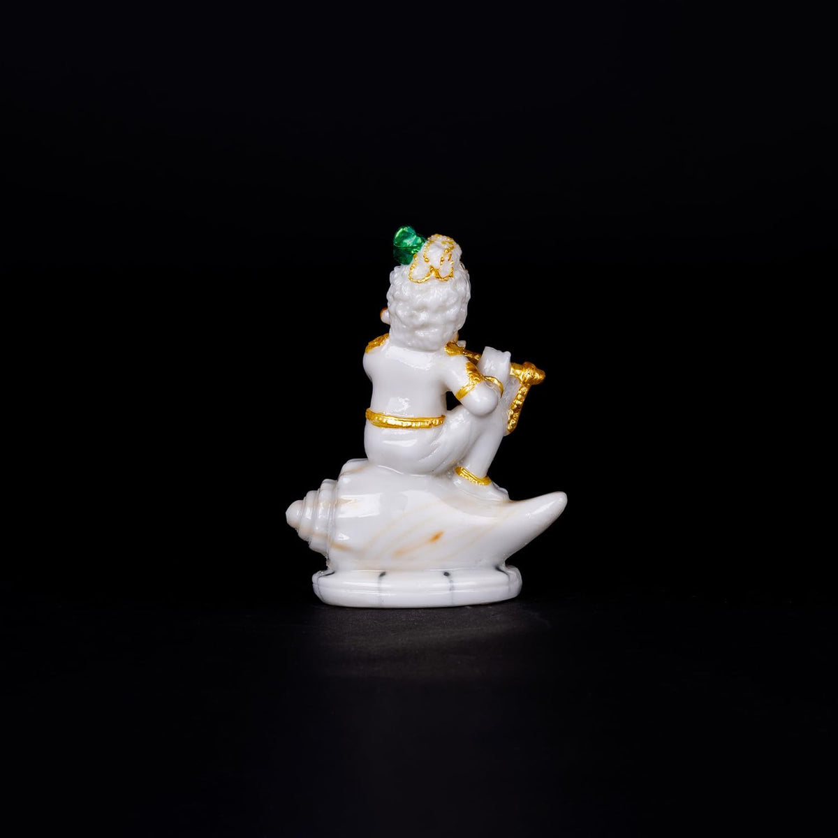 Sacred Needs Marble Dust Shankh Krishna Idol – 11.68 cm – Decorative Murti for Pooja Room, Home Temple & Gift Purpose
