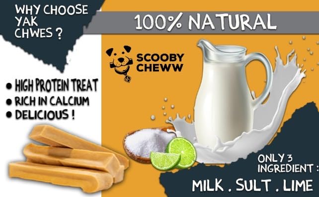Himalayan Yak Cheese by Scooby Cheww | 100% Natural Vegetarian Yak Chew | Protein & Calcium-Rich Dental Hygiene Dog Treat | Delicious, Nutritious Long-Lasting Chew for All Breeds | 300g Pack