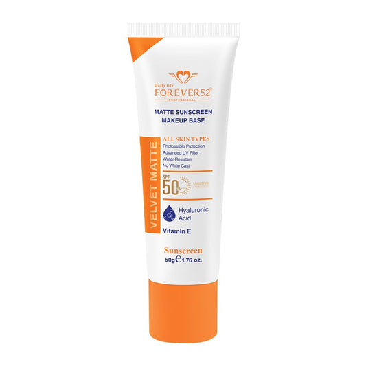 Daily Life Forever52 Velvet Matte Sunscreen SPF 50+ PA++++ | Lightweight Makeup Base | No White Cast | Hyaluronic Acid & Vitamin E | Matte Finish - 50g