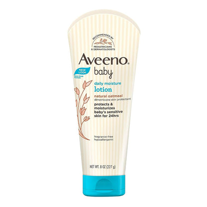 Aveeno Baby Daily Moisturising Lotion (227g) | Natural Oatmeal | For Delicate & Sensitive Skin | Protects & Moisturizes Baby's Skin for 24 Hours | Fragrance-Free & Hypoallergenic | Recommended by US Pediatricians
