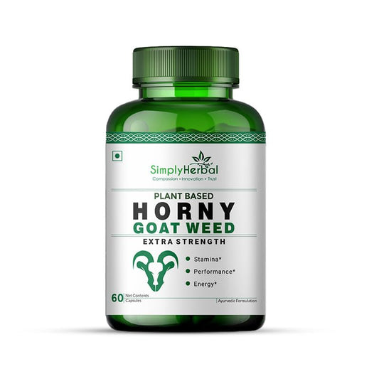 Simply Herbal Horny Goat Weed Capsules for Men & Women | With Maca Root, Tongkat Ali & Ginseng | 800mg per Serving | 60 Vegan Capsules | Energy, Vitality & Endurance Support Supplement