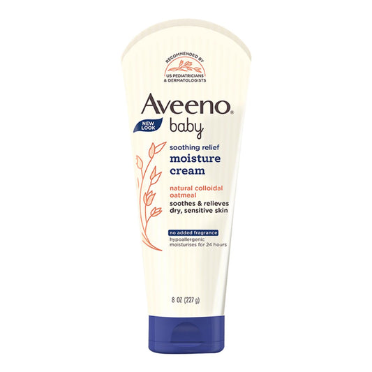 Aveeno Baby Soothing Relief Moisture Cream 227g|24-Hour Protection for Dry,Itchy or Sensitive Skin|Natural oat extract|Fragrance-free,paraben-free,Hypoallergenic|US #1 Pediatrician recommended