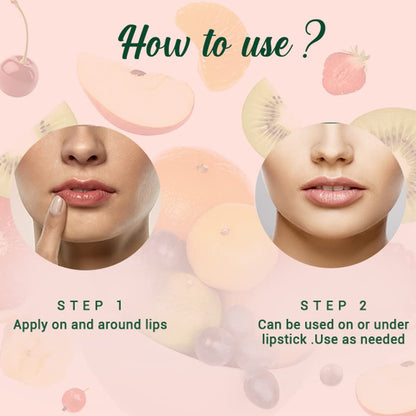 Instructions on how to use a cosmetic product with a pink and beige color scheme.