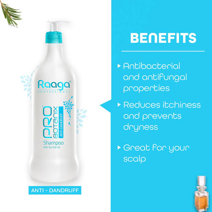 Raaga Professional Pro Botanix Anti-Dandruff Shampoo with Tea Tree Oil | Reduces Itchiness & Flaking, Prevents Dryness | Suitable For Men and Women (1000 ml)