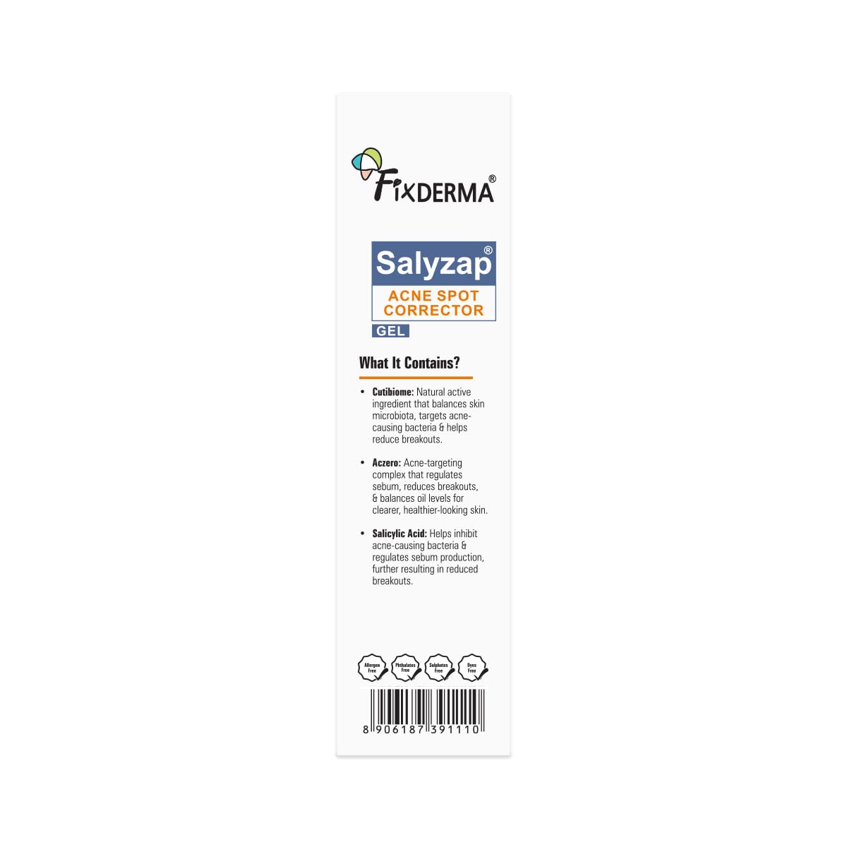 Fixderma Salyzap 2% Salicylic Acid Acne Spot Corrector Gel with 2% Niacinamide Acid & 1% Aczero | Reduce Active Acne & Redness | Fades Dark Spots & Blemishes | Pimple Remover For Men & Women - 20g