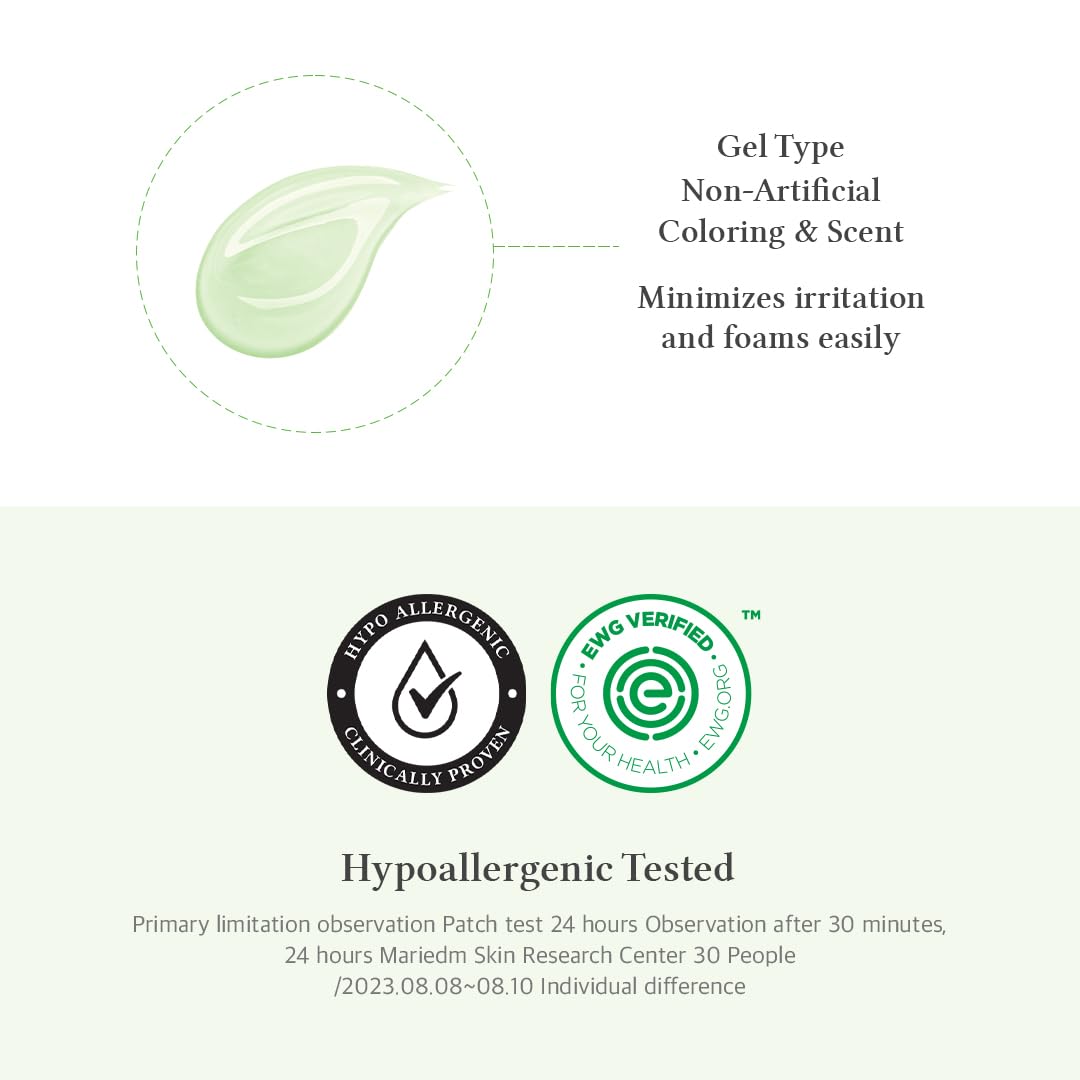 Product information card with gel type, non-artificial coloring & scent, and hypoallergenic testing details.