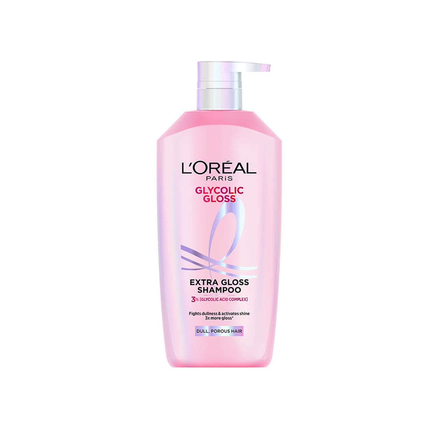 L'Oreal Glycolic Gloss shampoo bottle on a white background