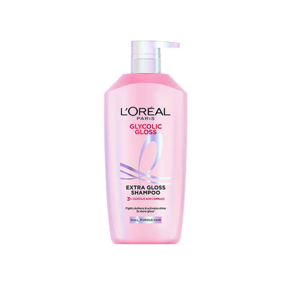 L'Oreal Glycolic Gloss shampoo bottle on a white background