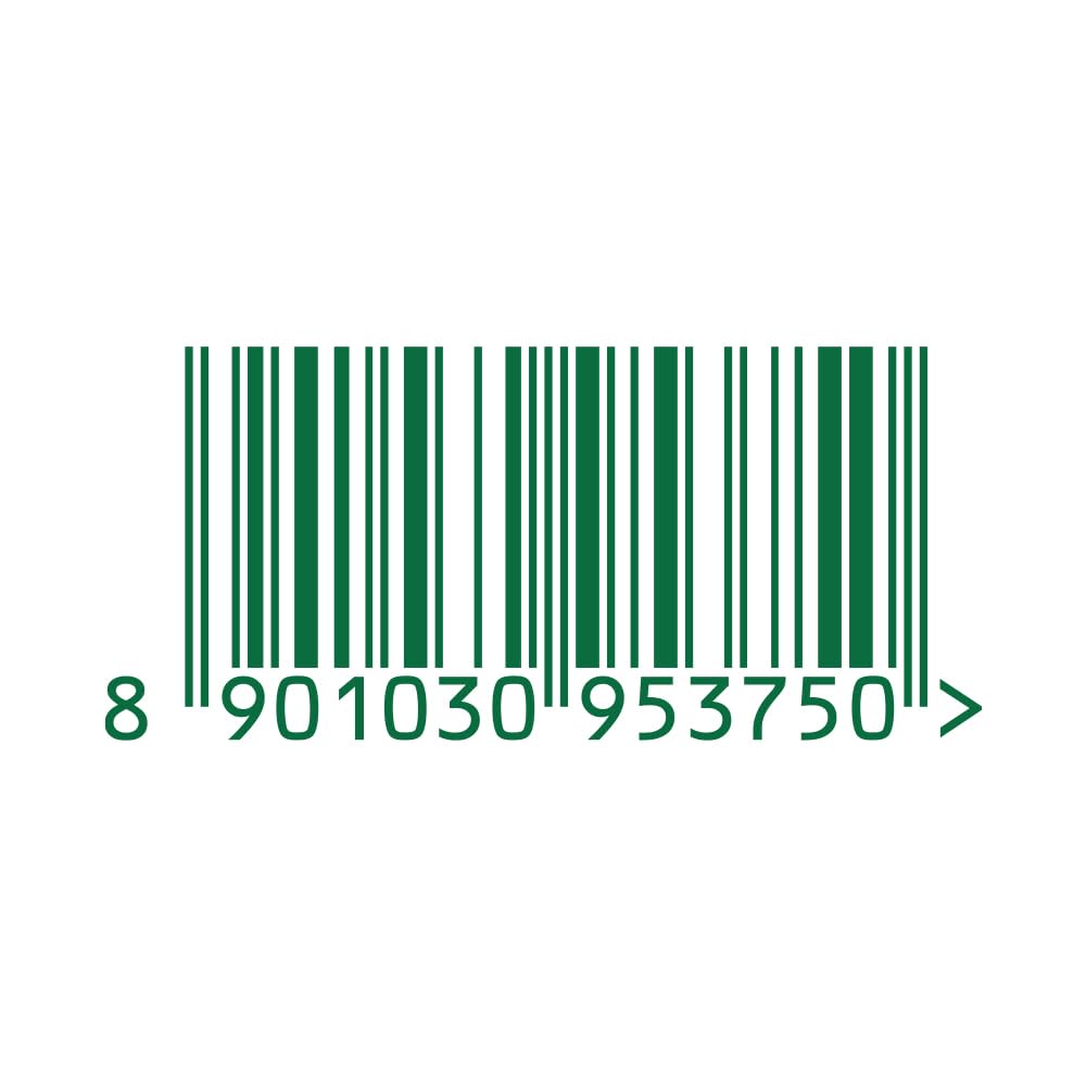 Green barcode with a sequence of numbers on a white background