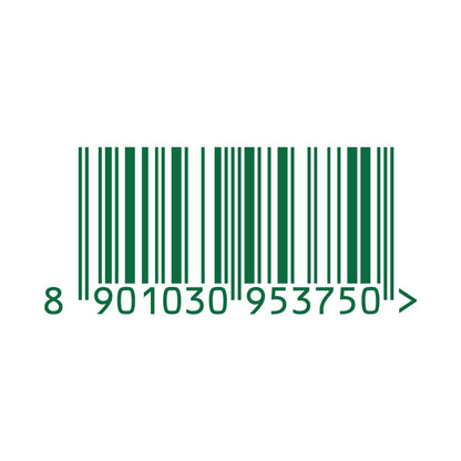 Green barcode with a sequence of numbers on a white background