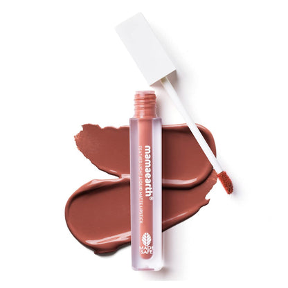 Mamaearth Feather Light Liquid Matte Lipstick with Coconut & Vitamin E for 16-Hour Long Stay (Weightless & Non-Drying) - 05 Nude Brown - 3.5 ml