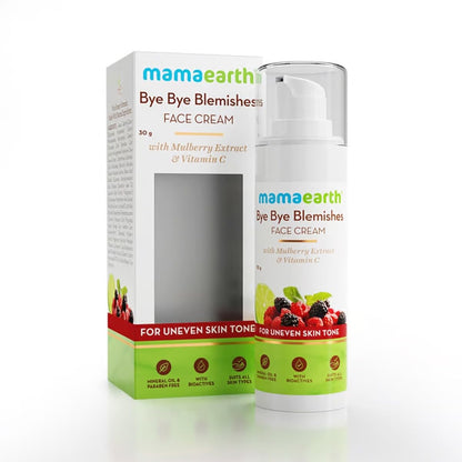 Mamaearth Bye Bye Blemishes* Face Cream, For Pigmentation & Blemish Removal, With Mulberry Extract & Vitamin C - 30 g