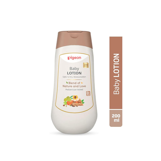 Pigeon Baby Lotion with Marshmallow Root Extract, Carrot Seed Oil, Sweet Almond & Olive Oil – Soothing, Lightweight Moisturizer for Delicate Skin, No Paraben, Sulphate & Alcohol - 200 ml