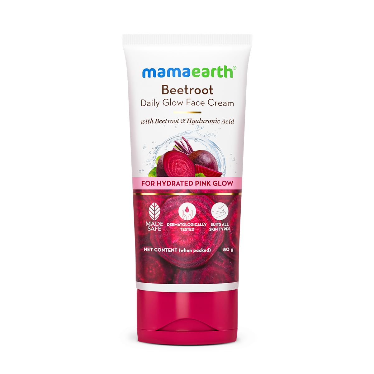 Mamaearth Beetroot Daily Glow Face Cream With Beetroot & Hyaluronic Acid - 80g|Gives Hydrated Pink Glow |Gives Instant Brightening Effect |Lightweight & Non-Greasy |Natural Glow |For All Skin Types