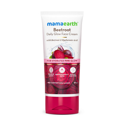 Mamaearth Beetroot Daily Glow Face Cream With Beetroot & Hyaluronic Acid - 80g|Gives Hydrated Pink Glow |Gives Instant Brightening Effect |Lightweight & Non-Greasy |Natural Glow |For All Skin Types