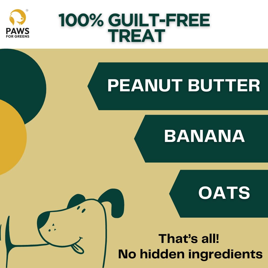 PAWS FOR GREENS Vegan Dog Treats, 100% Natural Plant-Based & Gluten-Free Crunchy Biscuits, Healthy Meat-Free Snacks for Dogs, Vegetarian Training Treats for All Breeds, 100g