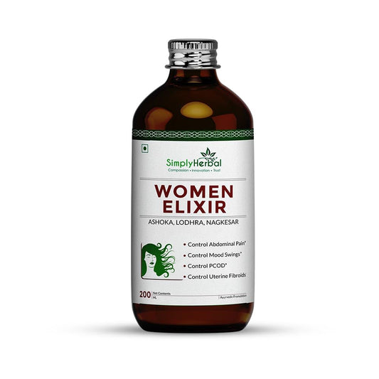 Simply Herbal Super Women Elixir for Women's Menstrual Health, Reflief in PCOD & PCOS, Controls Mood Swing, Abdominal Cramps (Pack of 1-450 Ml Each)