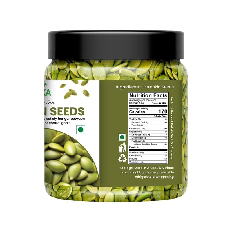 NUTRIZAIKA Premium Pumpkin Seeds | Raw & Natural Kaddu Beej | High Protein Healthy Seeds for Eating | Rich in Fiber, Zinc & Magnesium | Superfood for Weight Loss, Immunity & Fitness