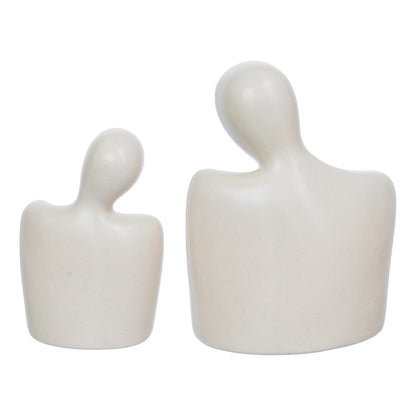 eCraftIndia Set of 2 White Ceramic Handcrafted Couple Statue Sculpture Figurines Home Decor Items Showpiece for Living Room Bedroom Table Shelf TV Unit | Gift for Wedding Anniversary Valentines Day