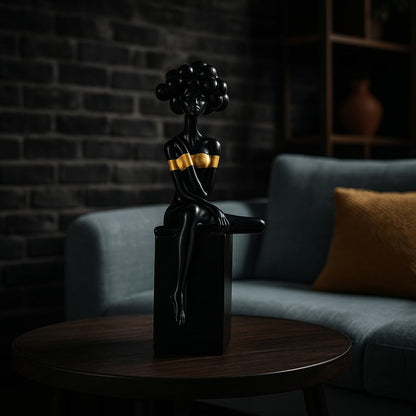 Xtore Modern Abstract Woman Figurine | Resin Home Decor Accent | Unique Art Piece for Living Room, Office, or Gallery | Contemporary and Stylish Design - Black