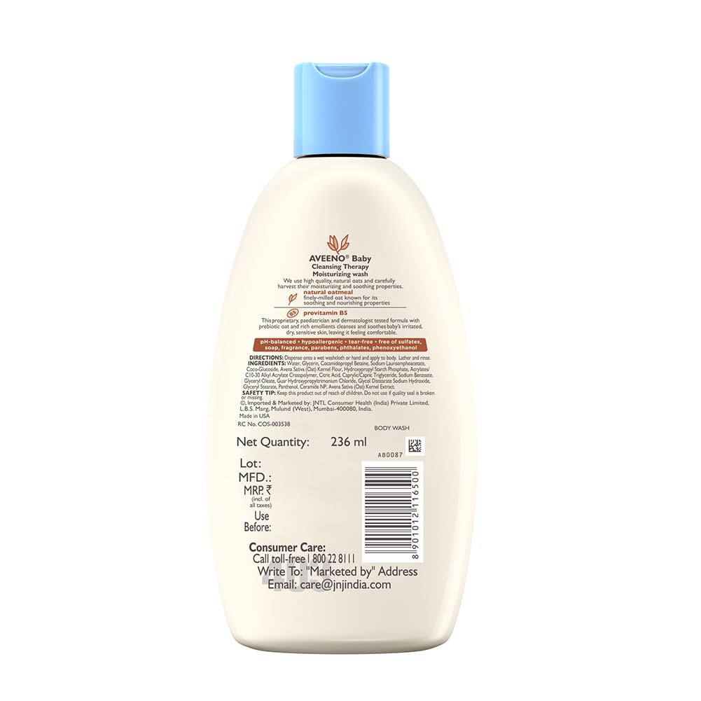 Aveeno Baby Cleansing Therapy Moisturising Wash for Sensitive Skin (236ml)