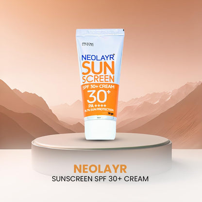 NEOLAYR Sunscreen SPF 30+ I UVA & UVB Protection I Light weight I 96.7% Sun Protection | All Skin type, 50 gm Cream