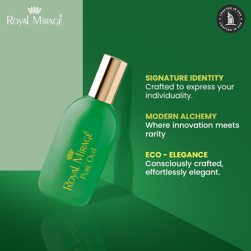 Royal Mirage Pure Oud Eau De Cologne | Long-Lasting Unisex Perfume | Oud, Leather & Saffron Notes | Bold & Captivating Luxury Fragrance | Exotic & Sophisticated Scent | Gift for Men & Women | 120ml