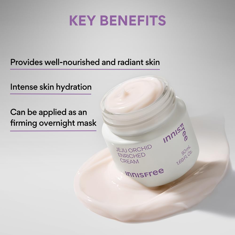 Innisfree Jeju orchid Face Moisturiser for Elasticity, Brightening and Nourishing | Moisturiser with Anti Aging Care with Hyaluronic Acid and Peptides-50ml