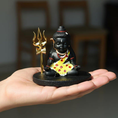 Bal Shiva Idol for Home Decor | Meditating Mahadev Statue with Trishul for Puja Room, Temple & Spiritual Gift