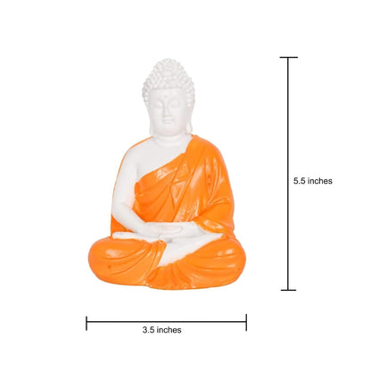 Beautiful Meditating Dhyan Gautam Buddh Bhagwan | God Idol Figurine for Livingroom | Bedroom | Office Desk | Desktop Table Gifting (5.5-inch) Decorative Showpiece | (Orange), Idol