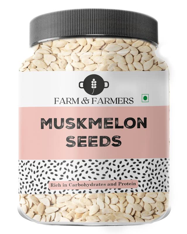 Farm & Farmers Raw Muskmelon Seeds– Natural Kharbuja Beej for Eating | High Protein, Potassium, Magnesium & Iron | Energy Booster Snack | Kharbooja Bij for Health