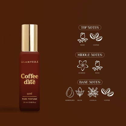 Glamveda Luxury Coffee Date | Long Lasting Perfume | Perfume for Woman 20ml | with Rose, Coffee, Musk, Vanilla | Floral & Fruity Premium Fragrance for Women