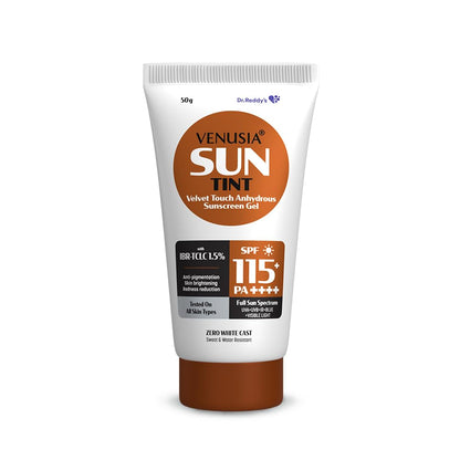 VENUSIA Dr. Reddy's Sun Tint SPF 115|India's First Sunscreen with the Highest SPF|Matte-finish|Full Spectrum 12-Hour Protection|Reduces Pigmentation|Zero White Cast|Hypoallergenic and Paraben-free|50g