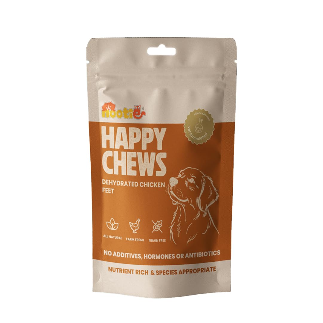 Nootie Happy Chews – Dehydrated Chicken Feet Dog Treats (80g) | Natural, Protein-Rich Chew for Joint & Dental Health