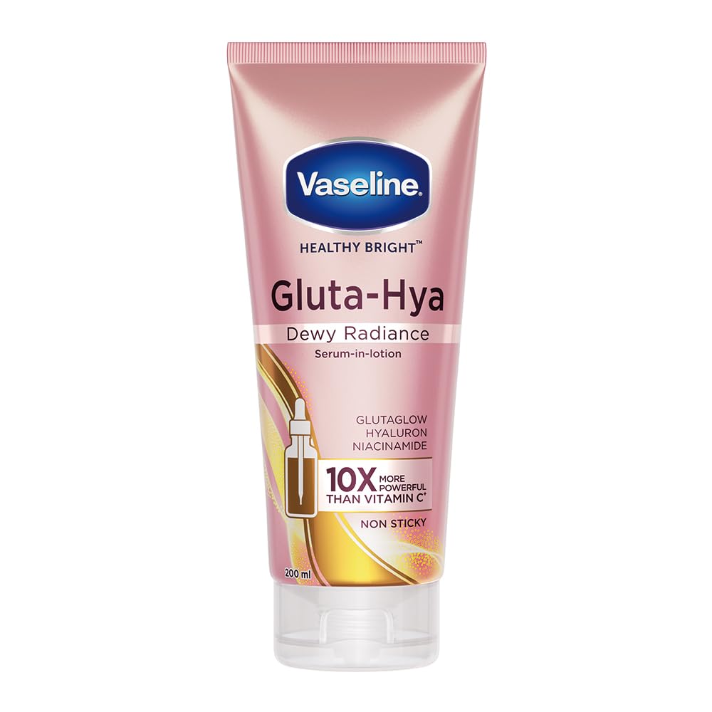 Vaseline Gluta-Hya Dewy Radiance serum-in-lotion tube on a white background