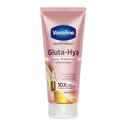 Vaseline Gluta-Hya Dewy Radiance serum-in-lotion tube on a white background