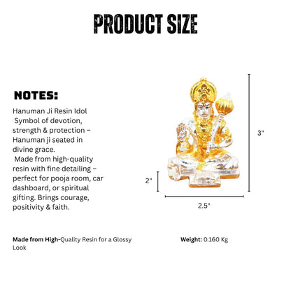 Resin Lord Hanuman Idol – Decorative Statue for Home Mandir, Car Dashboard, Vastu & Spiritual Gifting