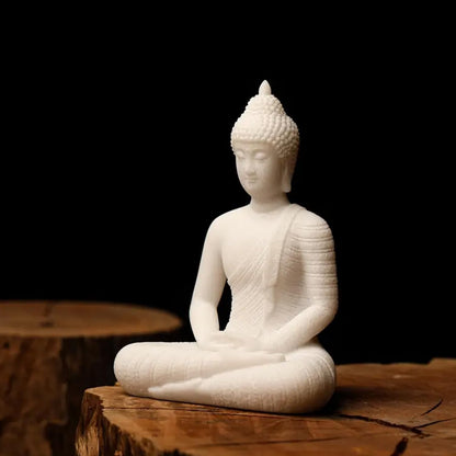 Nostrae White Buddha Show Pieces for Home Decor Living Room Decor Items | Cute Showpieces Gift Item for Decoration | Serene Center Table Tv Showcase Office Interior Statue Figurines