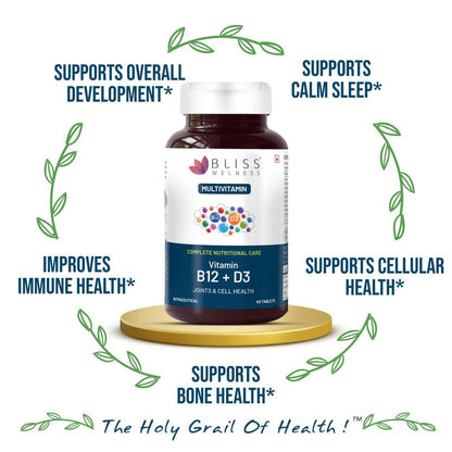 Bliss Welness VitaBliss B12+D3 Multivitamin - 60 Tablets