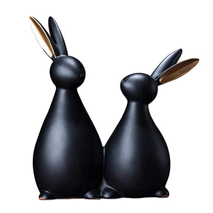 Resin Rabbit Figurines for Home Decoration (Pack of 1, Black)
