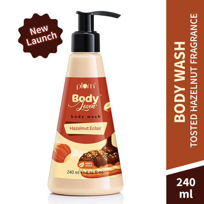 Plum Bodylovin' Hazelnut Eclair Body Wash | SLS-Free Creamy Body Wash | Hydrating Formula | Hazelnut & Vanilla Notes | Aloe-Infused Nourishing Body Cleanser For Soft & Smooth Skin | Decadent Hazelnut Chocolate Fragrance | 240ml