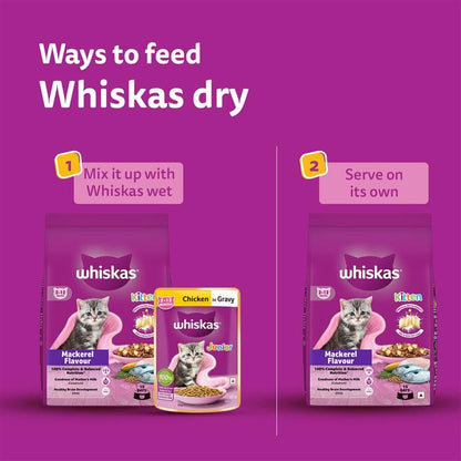Whiskas Junior Mother Cat & Kitten (2-12 Months) Dry Cat Food, Mackerel Fish Flavour, 450 g, Contains 41 Essential Nutrients, Complete & Balanced Nutrition for Mother Cats & Kittens