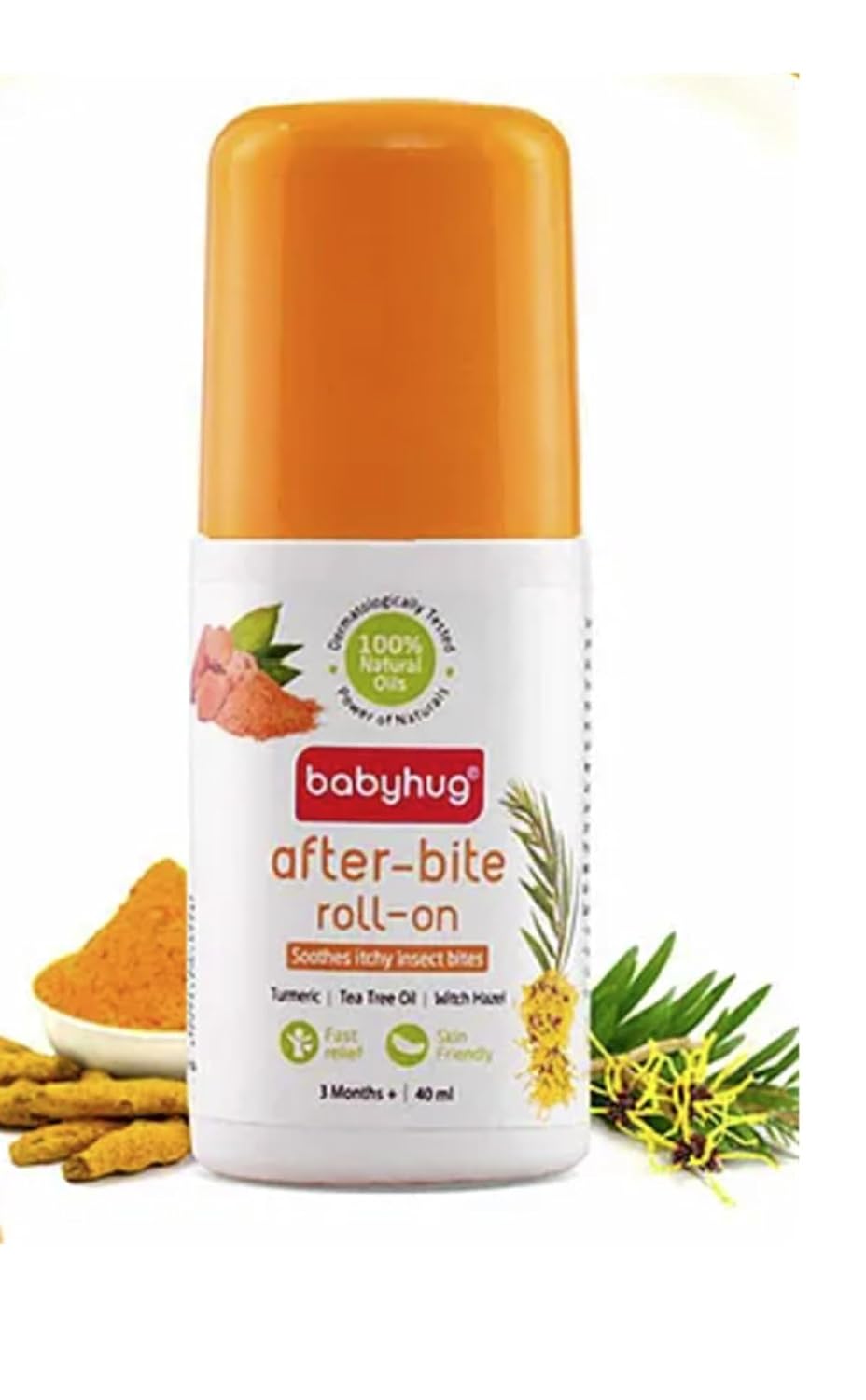Babyhug After-Bite Roll-On with Turmeric, Tea Tree Oil, Witch Hazel, 40 ml | Alcohol Free | Mineral Oil Free | No Harmful Toxins
