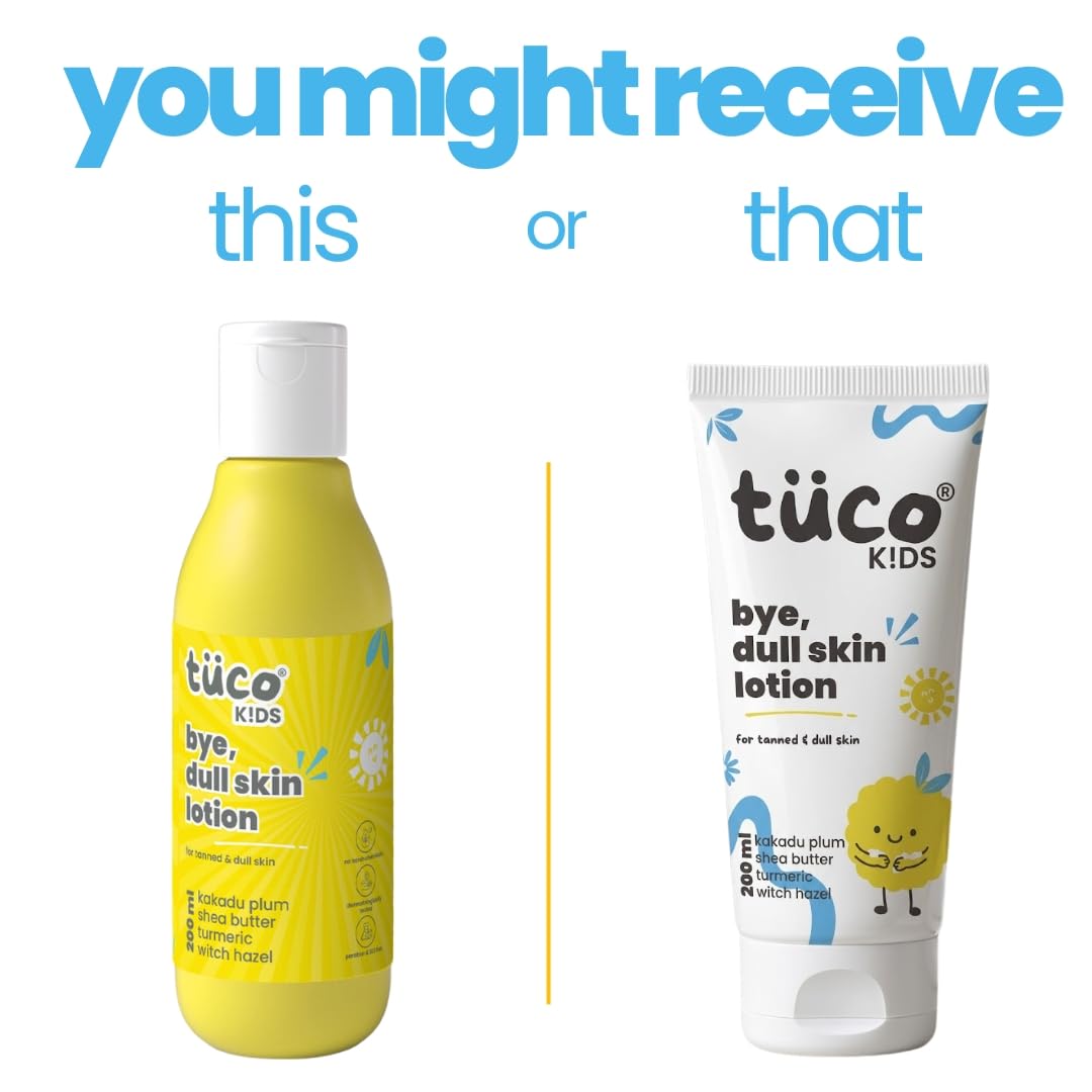 Tuco Kids Dull Skin Body Lotion, Turmeric & Kakadu Plum, 200ml | Vitamin C-Rich Kakadu Plum Reduces Tan. Shea Butter Nourishes. SLS & Paraben Free. Non-Greasy Daily Moisturizer.