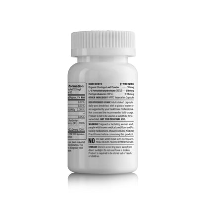 Zephivo Unived Basics B12+Folate | Vitamin B12 (Methylcobalamin) with 5-MTHF BioAvailable Folate | Essential for Vegan & Vegetarians | 60 Vegan Capsules
