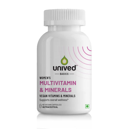 Zephivo Unived Basics Multivitamin & Minerals For Women, 100% Rda Of All Vitamins With Algae Calcium & Plant-Based Vitamin D3 Plus Important Minerals, Complete Formulation For Health & Wellbeing - Capsule
