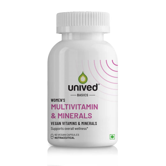 Zephivo Unived Basics Multivitamin & Minerals For Women, 100% Rda Of All Vitamins With Algae Calcium & Plant-Based Vitamin D3 Plus Important Minerals, Complete Formulation For Health & Wellbeing - Capsule
