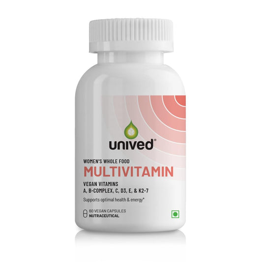 Zephivo  Unived Wholefood Multivitamin for Women | Vegan Plant-Based Multivitamins A, B-Complex, C, D3, E, & K2-7| Natural, Wholefood Plant Based, & Vegan | 60 Capsules
