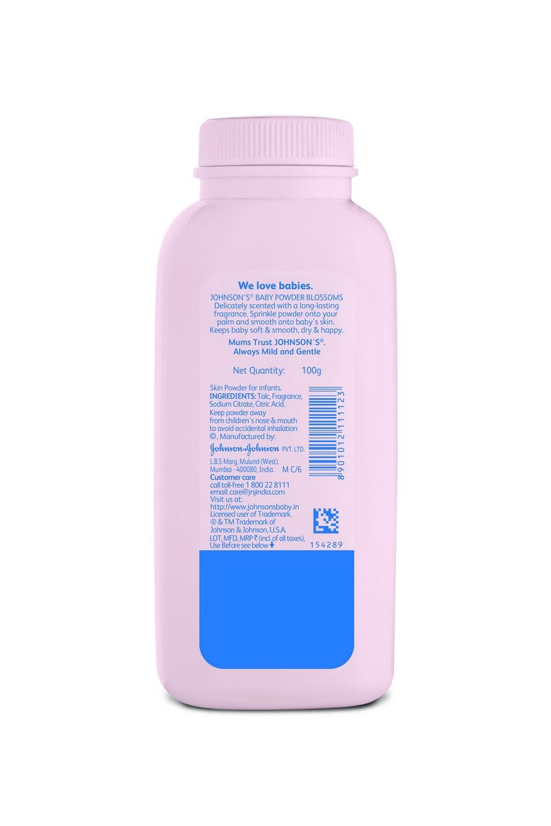 Johnson's Baby Powder Blossoms | With Sodium Citrate, Citric Acid | Pack of 1, 100g