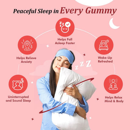 Woman holding a pillow with sleep benefits on a pink background